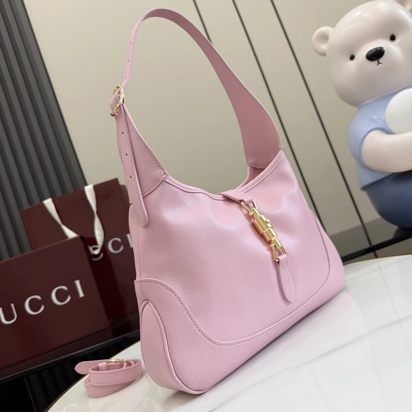 Gucci Pink Jackie Grained Leather Shoulder Bag product photo from LabelPicks