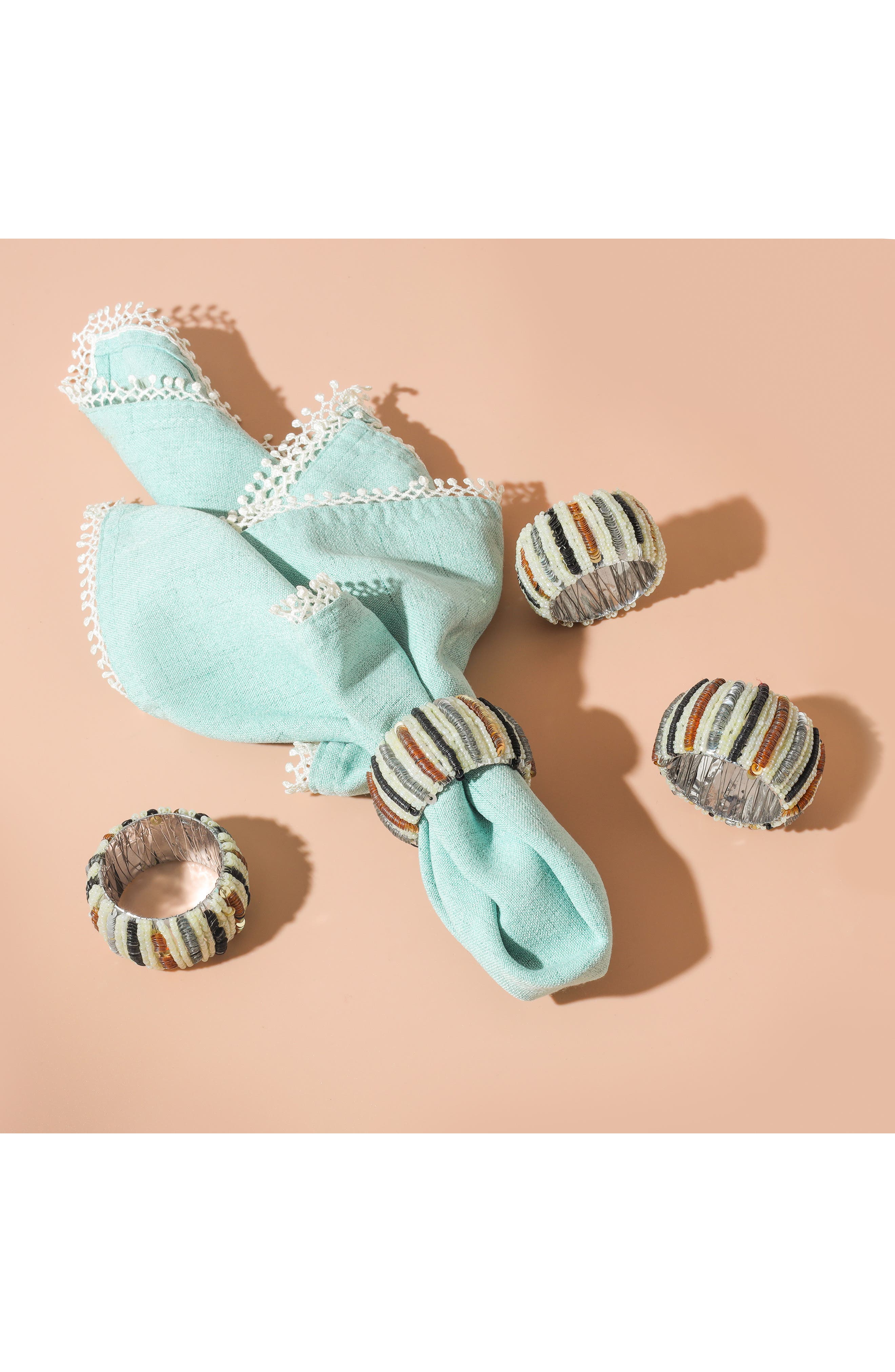 Tiramisu Tierra Striped Set of 4 Napkin Rings