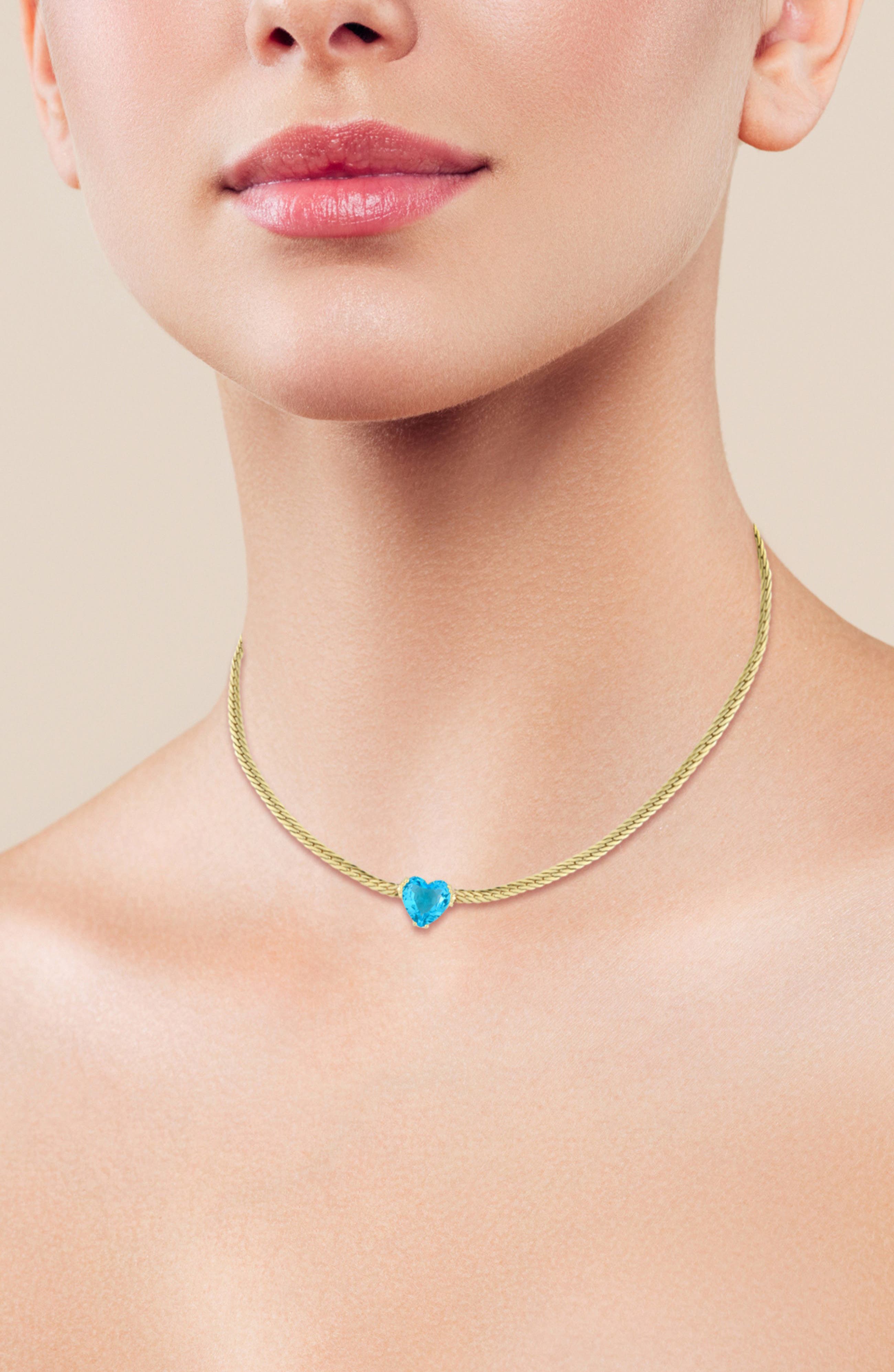 SPHERA MILANO Cubic Zirconia Heart Snake Chain Necklace