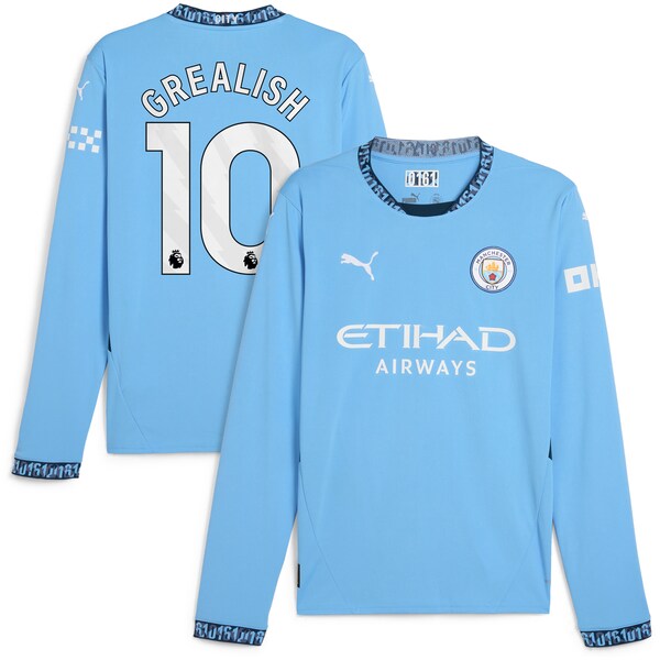 Jack Grealish Manchester City Puma 2024/25 Home Replica Long Sleeve Player Jersey - Light Blue