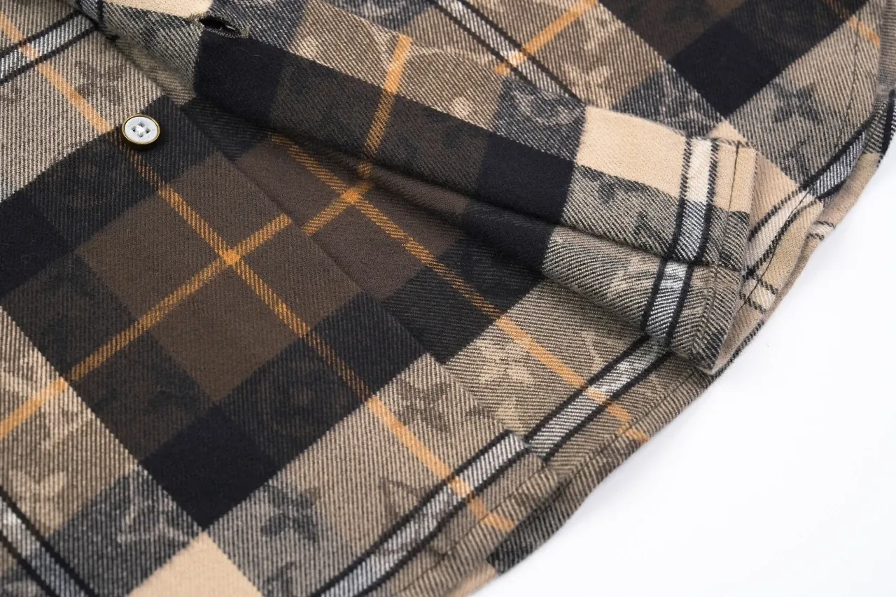Louis Vuitton Brown Black Check Monogram Flannel Shirt product photo from LabelPicks