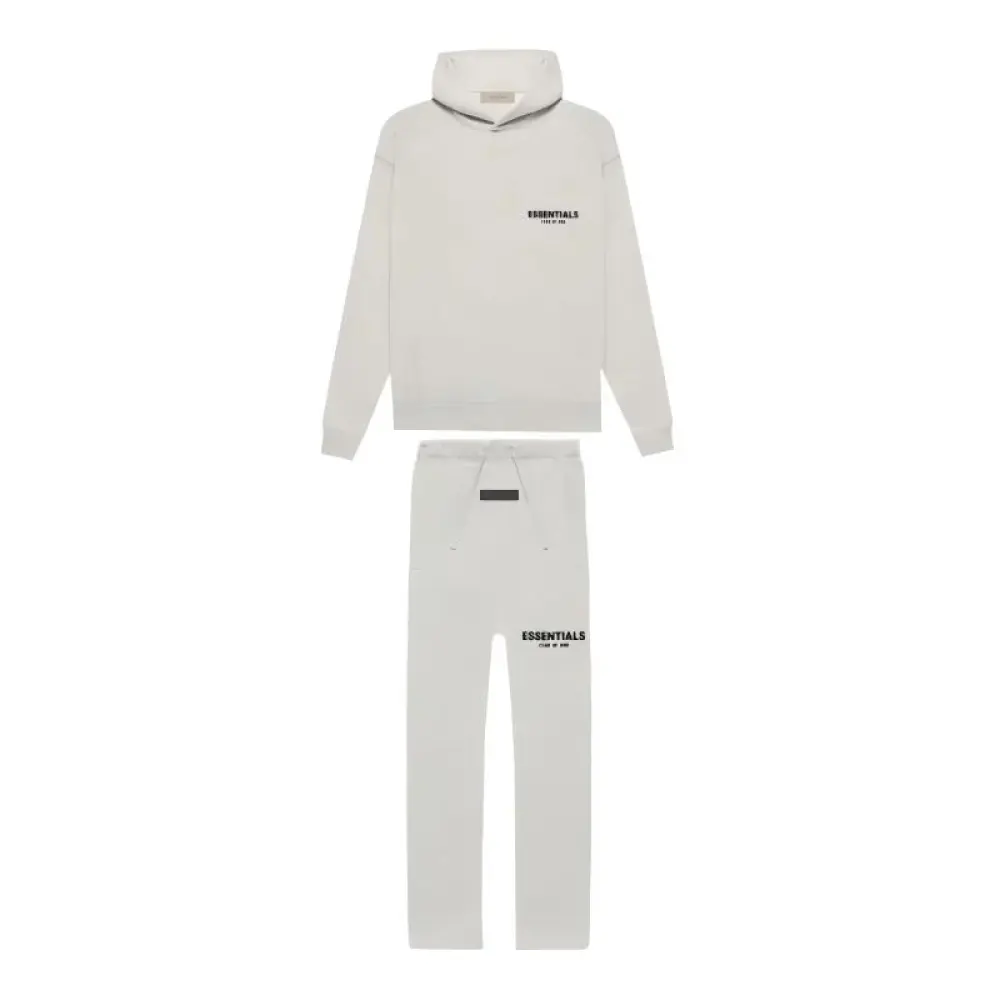 Fear of God Essentials Pullover Hoodie Light Heather Oatmeal + Fear of God Essentials Relaxed Sweatpants (SS22) Light Oatmeal
