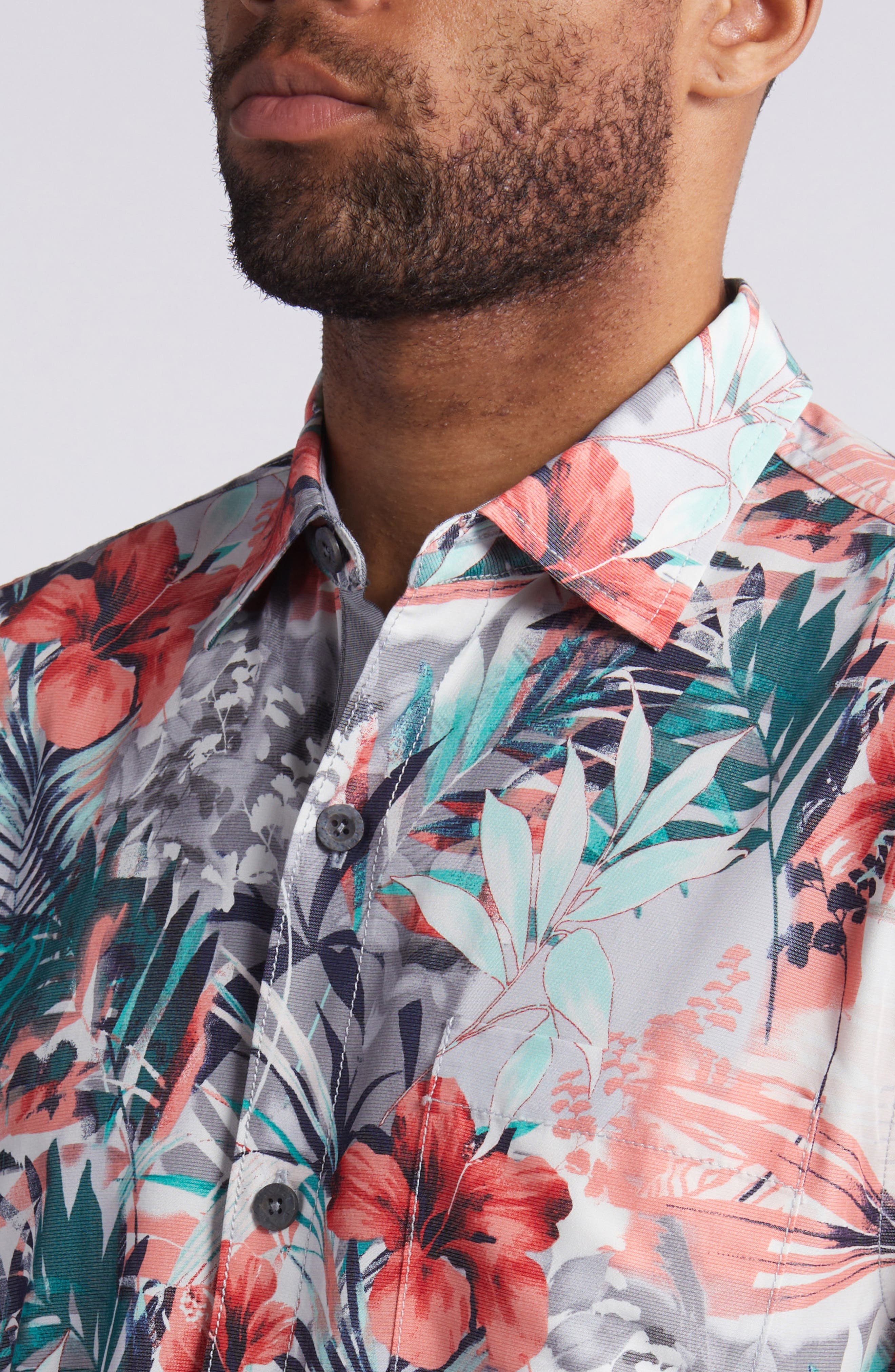 Tommy Bahama Mojito Bay Electric Blooms Short Sleeve Performance Button-Up Shirt