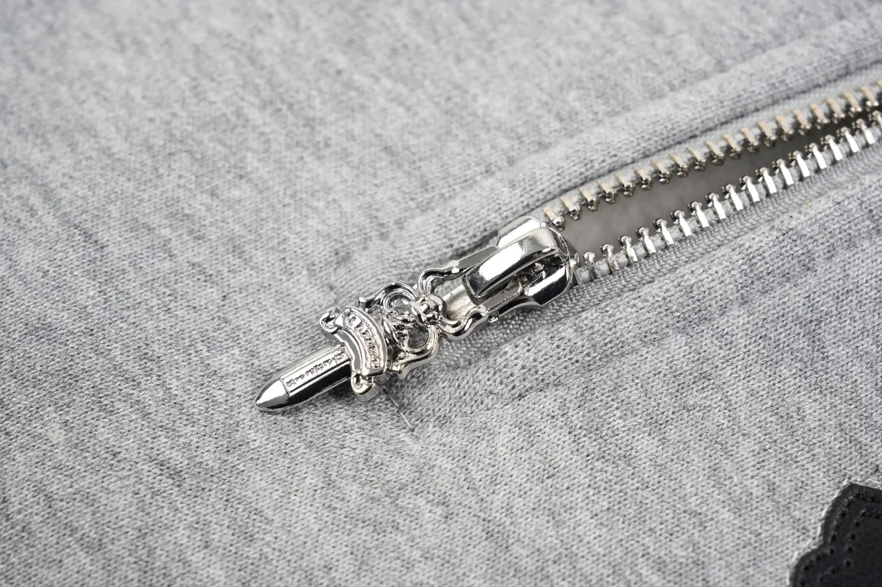 Chrome Hearts Grey Cross Leather Patch Half Zip Sweatshirt product photo from LabelPicks