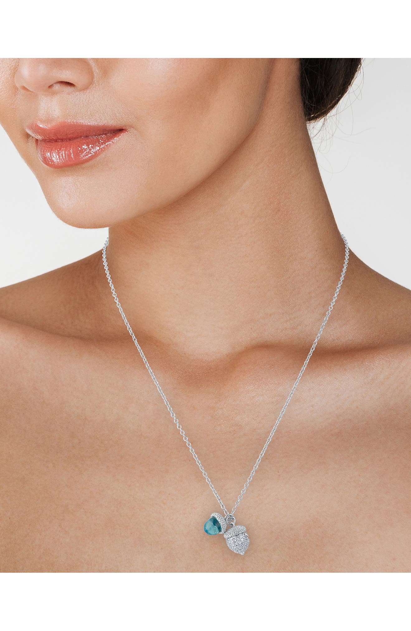 CZ by Kenneth Jay Lane Pavé Cubic Zirconia Double Acorn Charm Necklace