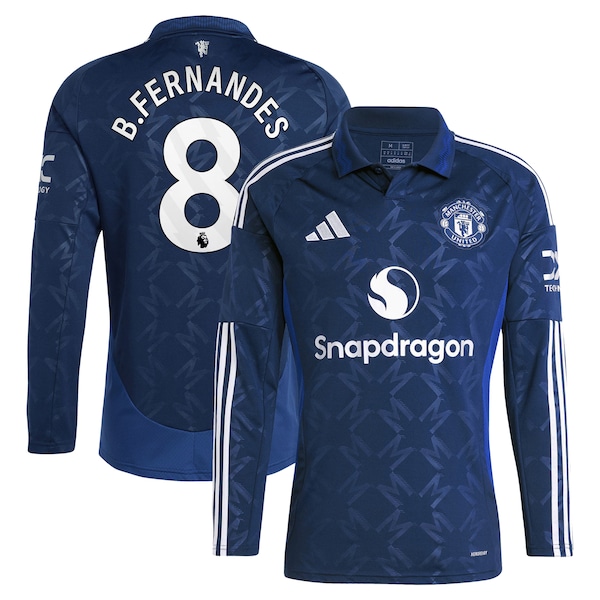 Bruno Fernandes Manchester United adidas 2024/25 Away Replica Long Sleeve Player Jersey - Navy