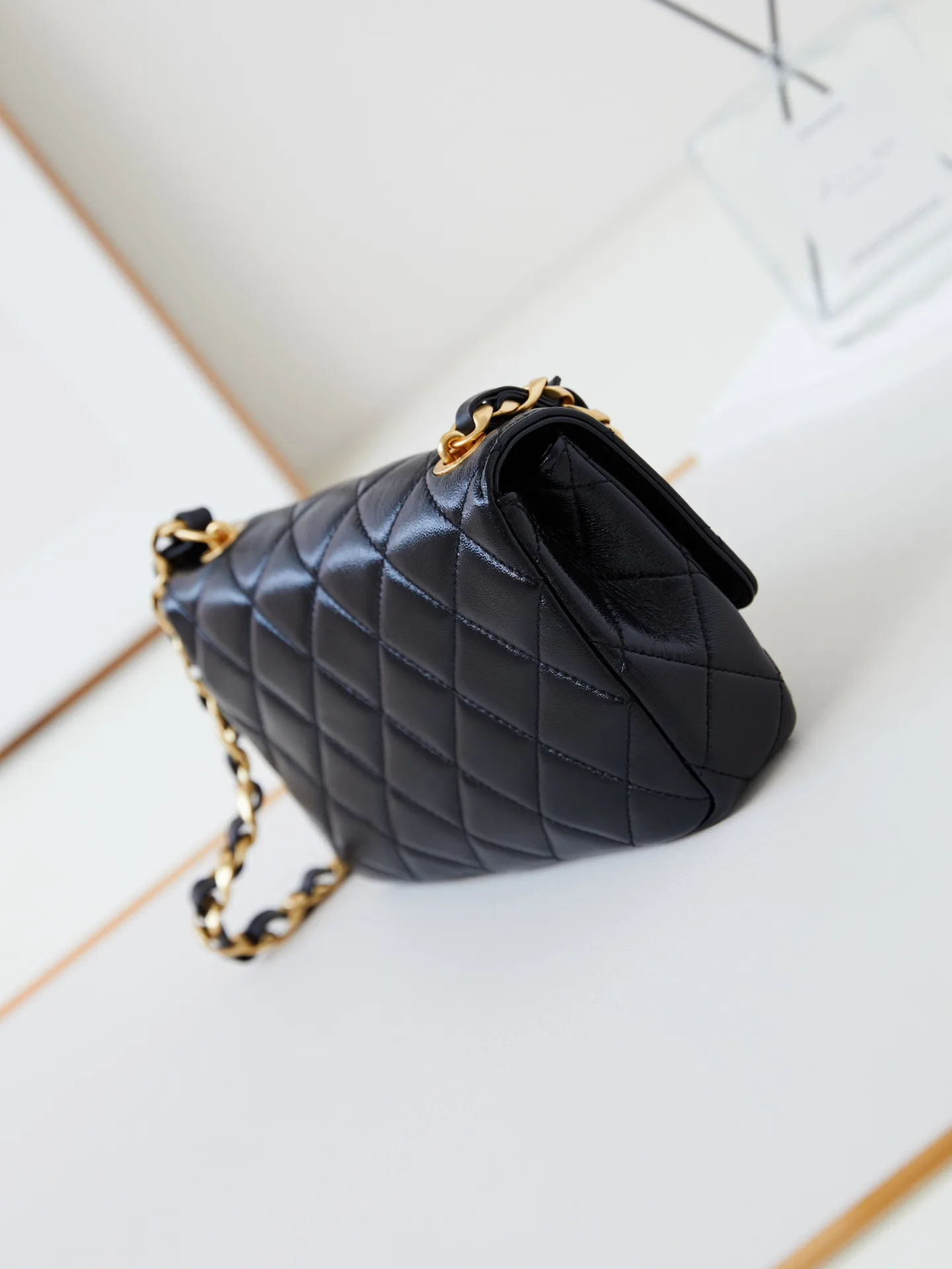Chanel Classic Flap Black Woven Leather Shoulder Bag product photo from LabelPicks