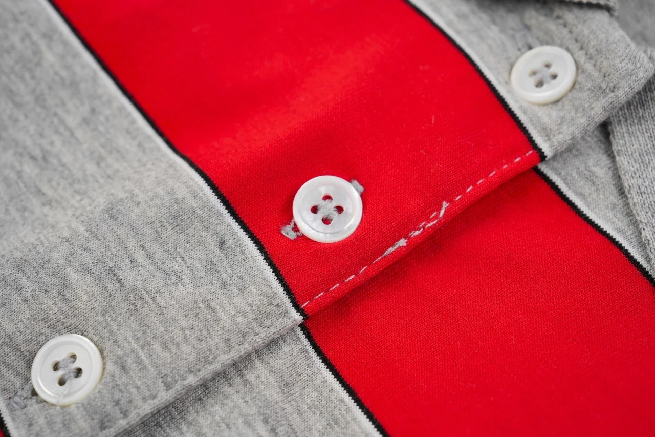 Miu Miu Red Grey Stripe Logo Long Sleeve Polo Shirt product photo from LabelPicks