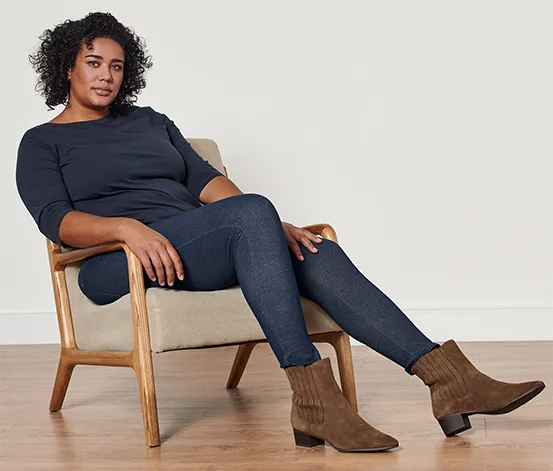 Gefütterte Leggings in Jeansoptik, darkblue denim