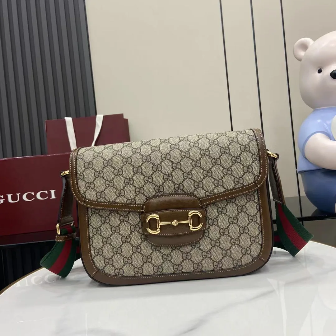 Gucci Horsebit Brown Canvas and Leather Crossbody Bag product photo from LabelPicks