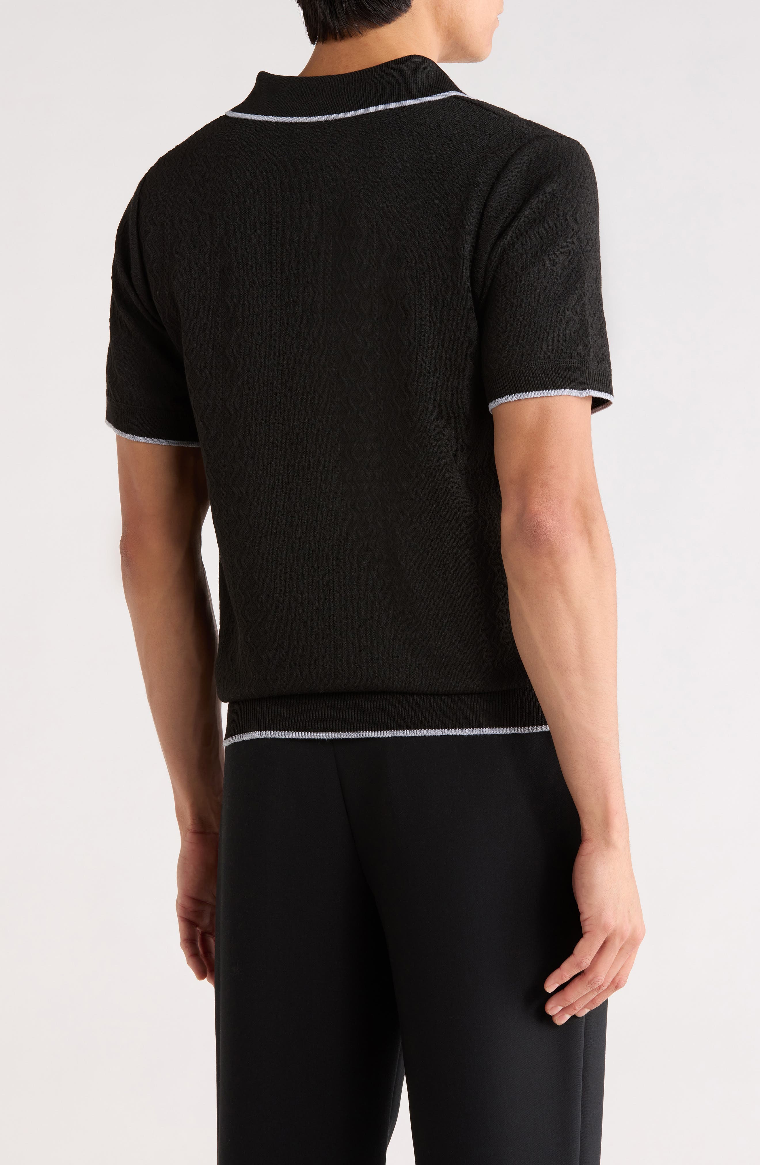 TOM BAINE Johnny Collar Knit Polo Sweater