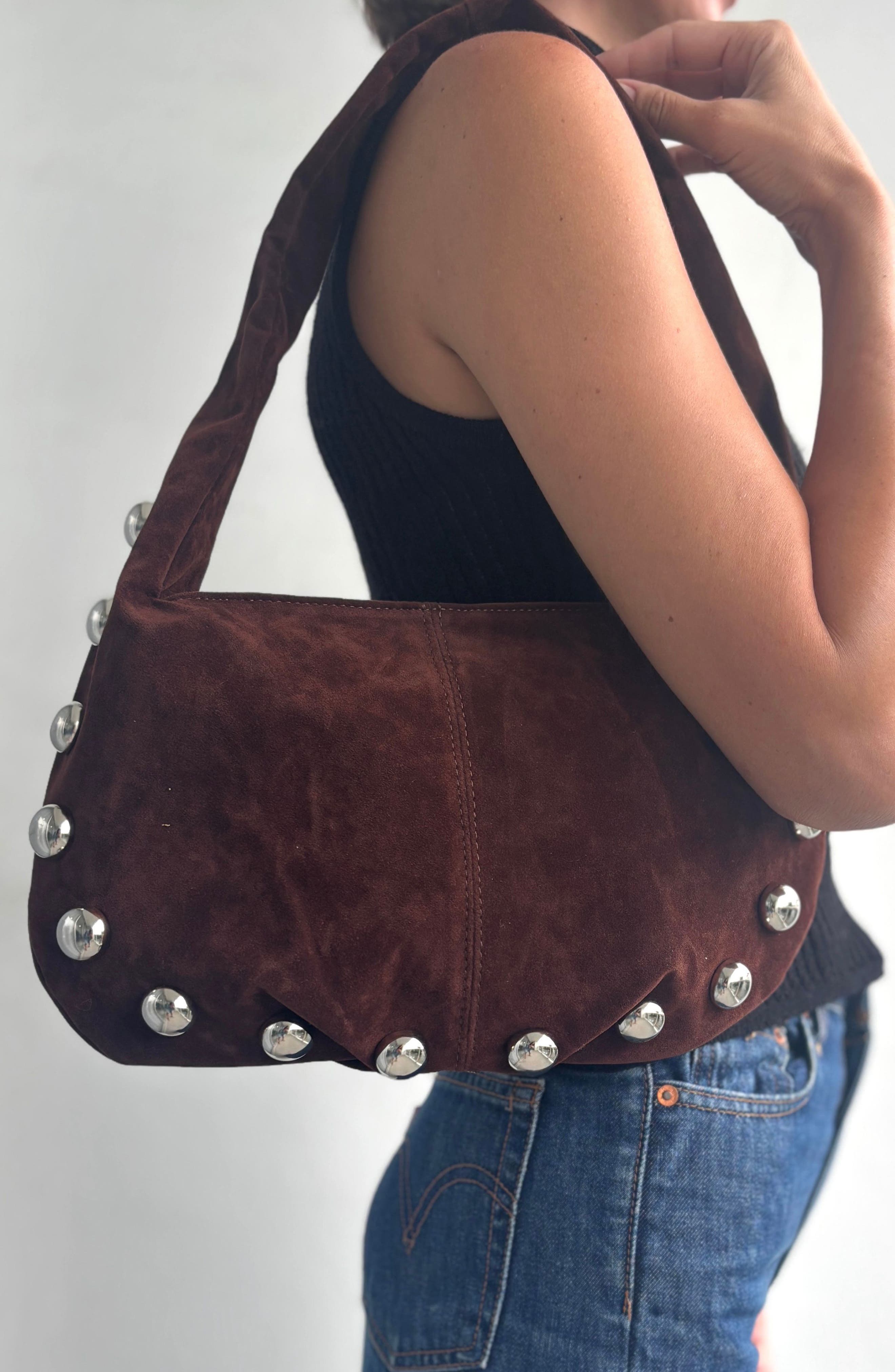 Adornia Studded Crescent Shoulder Bag