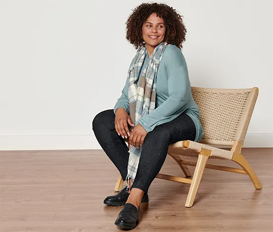 Gefütterte Leggings in Jeansoptik, black denim