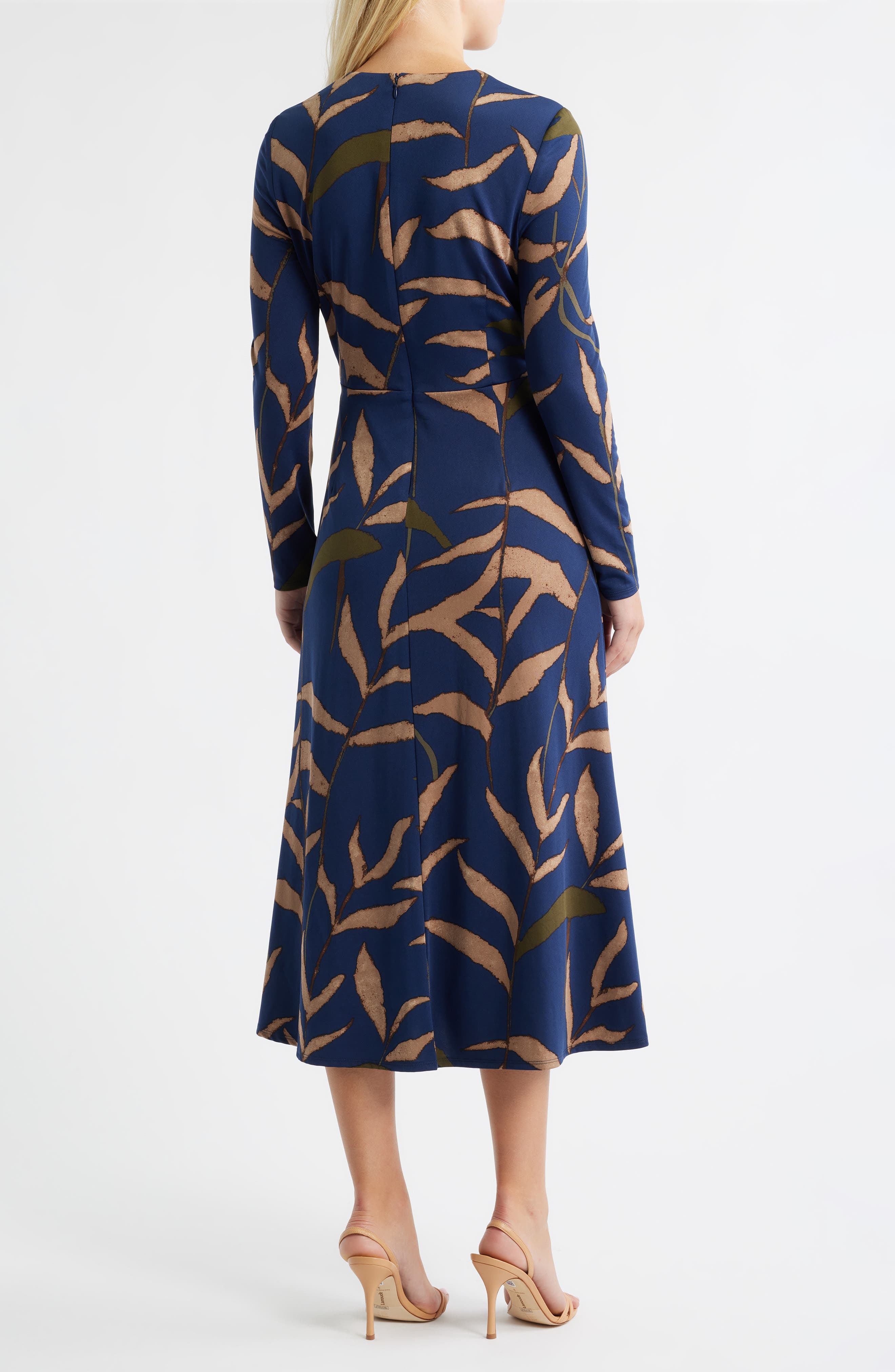 Julia Jordan Abstract Print Long Sleeve Midi Dress