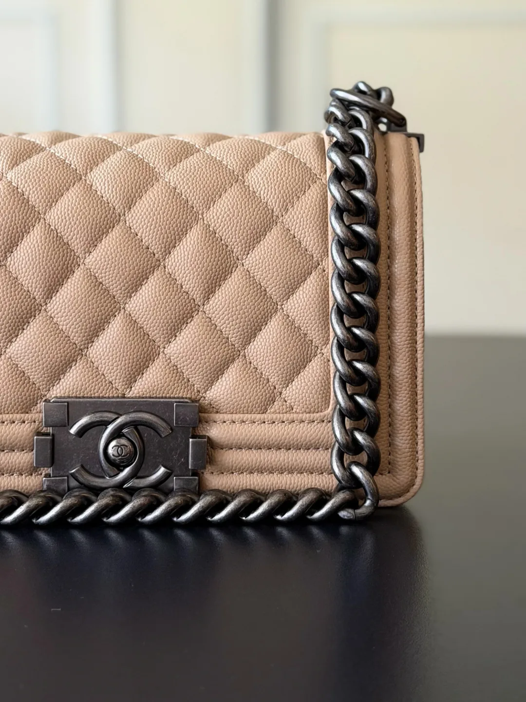 Chanel Beige Quilted Leather Crossbody Bag product photo from LabelPicks