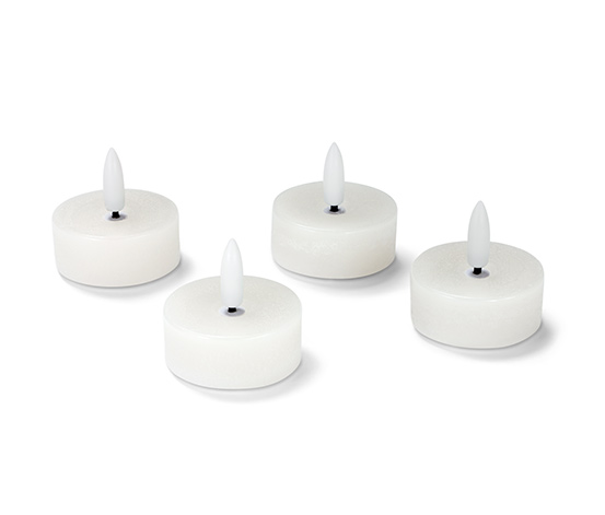 4 LED-Echtwachs-Teelichter, weiß