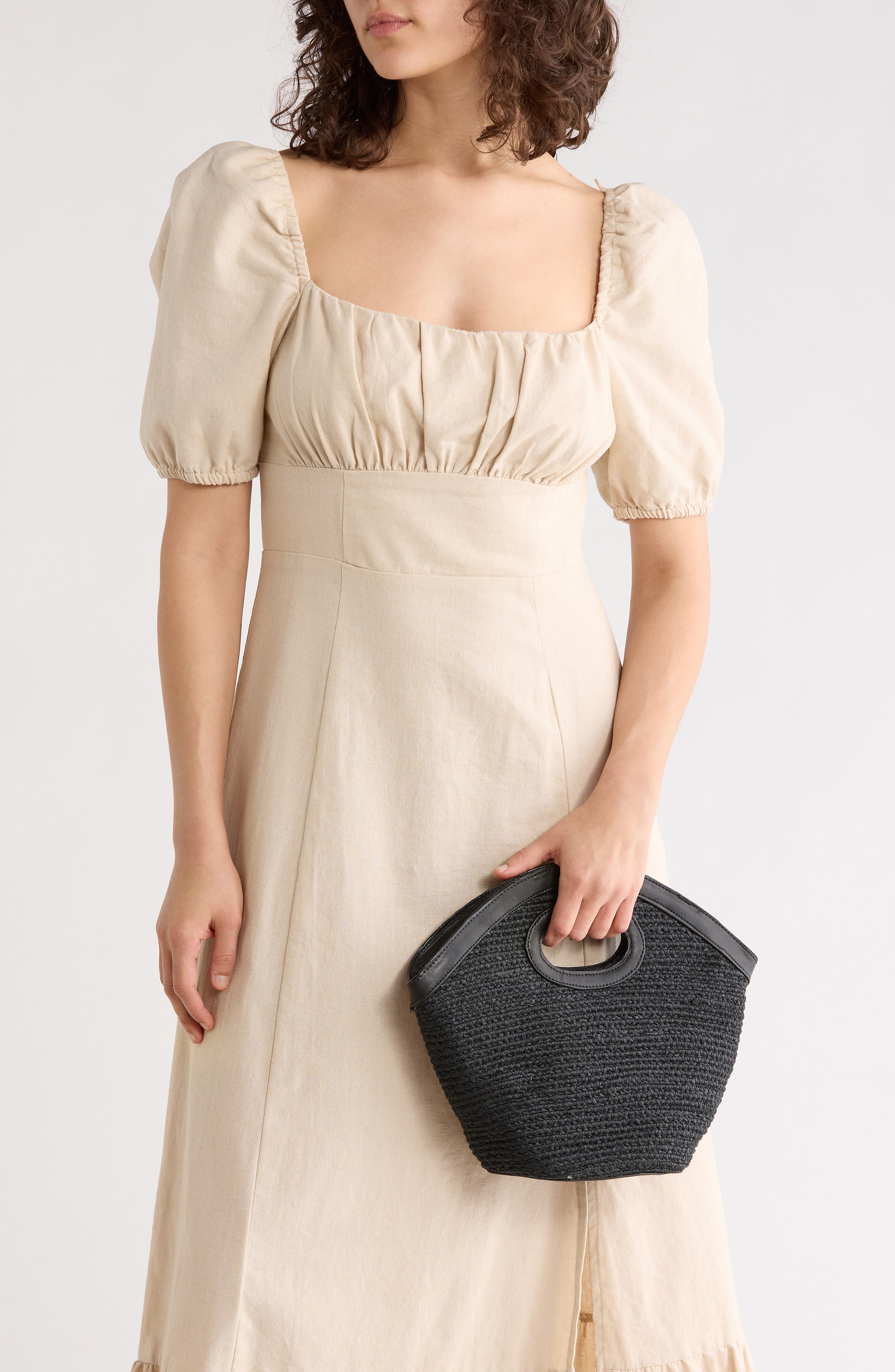 Collection XIIX Flared Cutout Handle Straw Bag