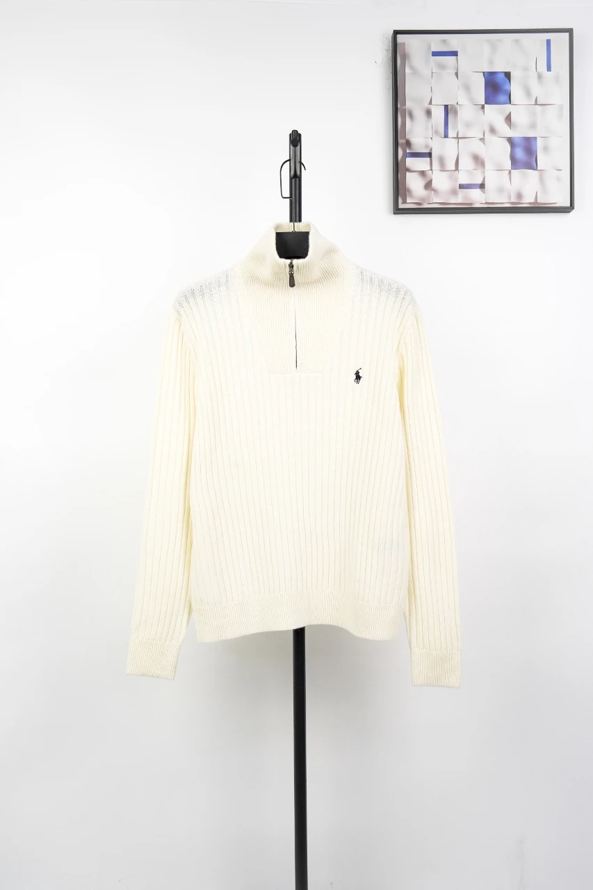 Ralph Lauren Off White Pony Embroidered Sailor Collar Wool Blend Sweater product photo from LabelPicks