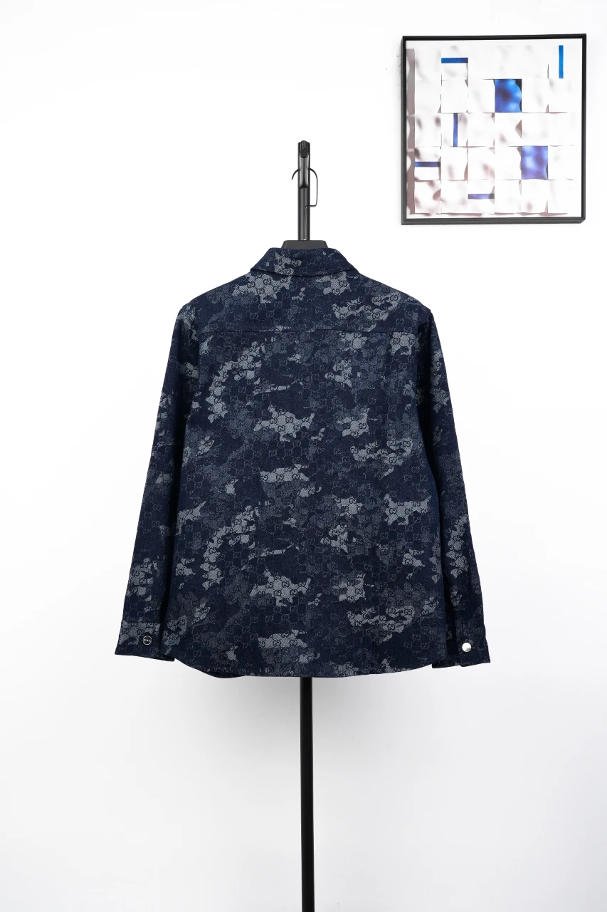 GUCCI Blue White Marble GG Denim Overshirt product photo from LabelPicks