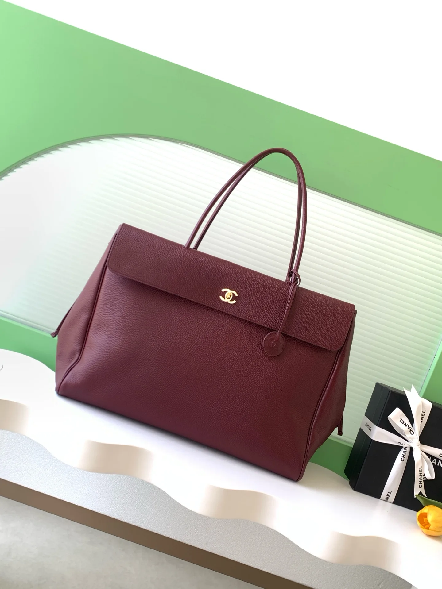 Chanel Gold Grained Leather Tote Bag product photo from LabelPicks