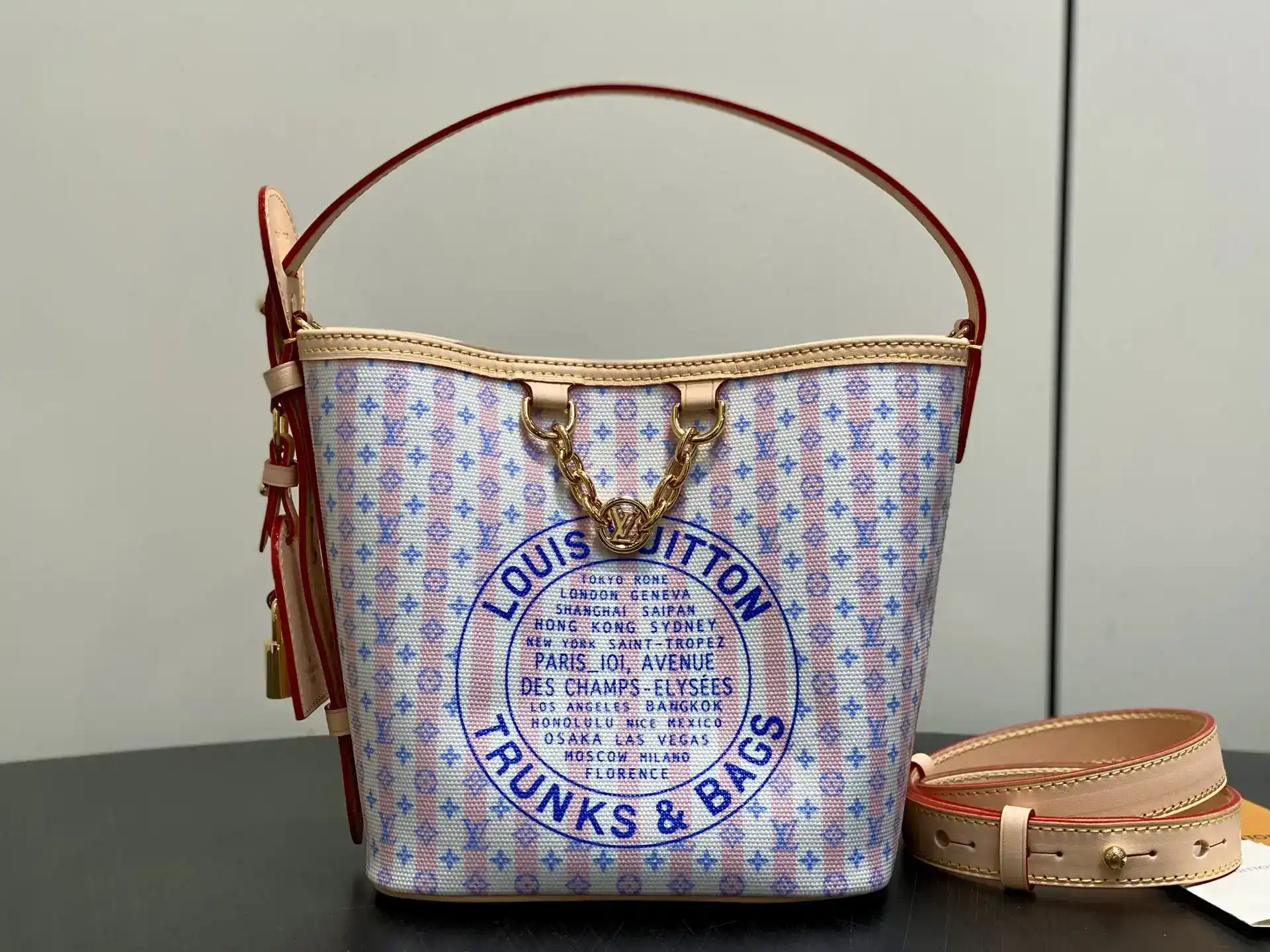 Louis Vuitton Pink Canvas and Leather Bucket Bag product photo from LabelPicks