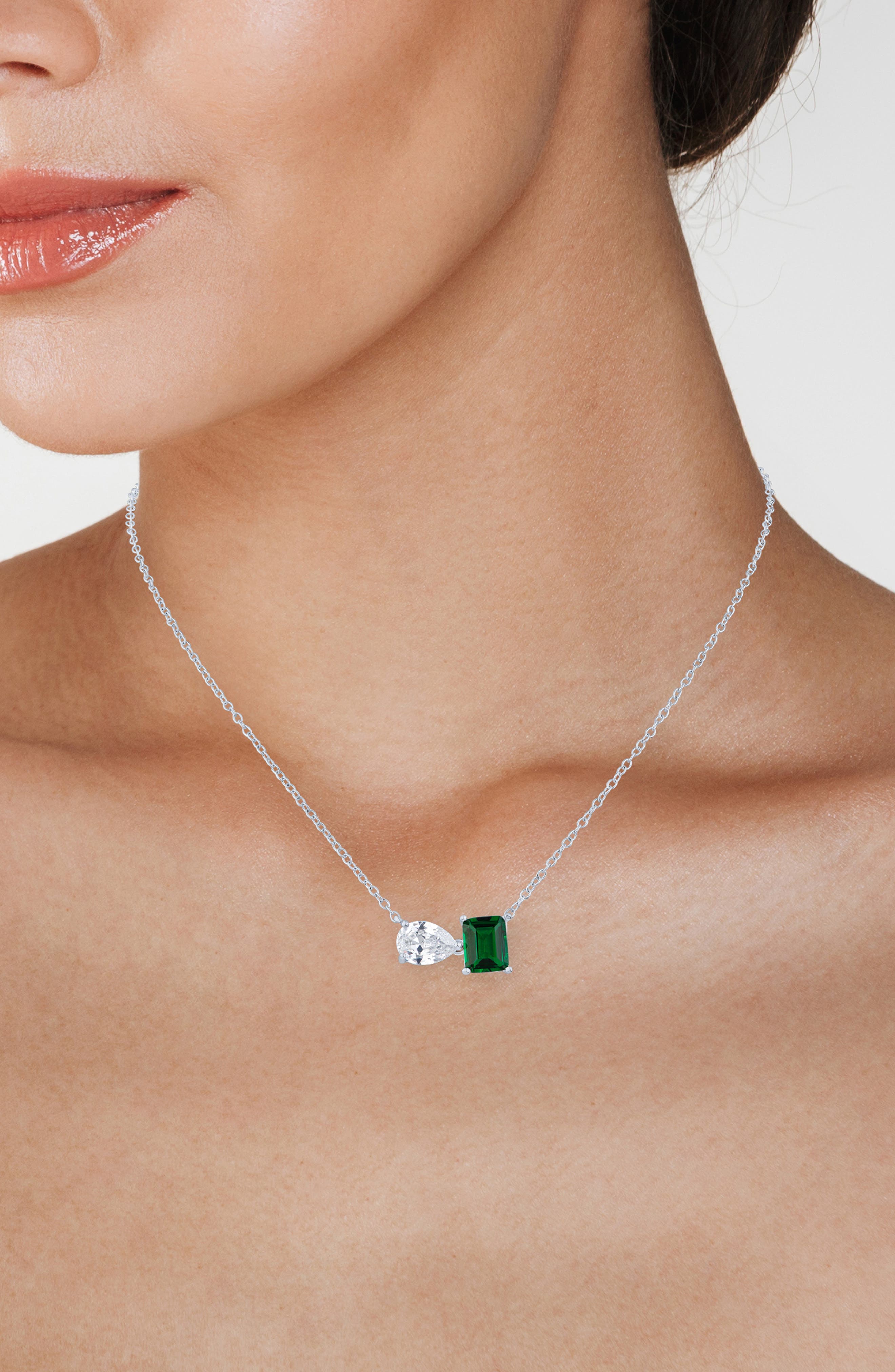 CZ by Kenneth Jay Lane Pear & Emerald Cut Cubic Zirconia Pendant Necklace