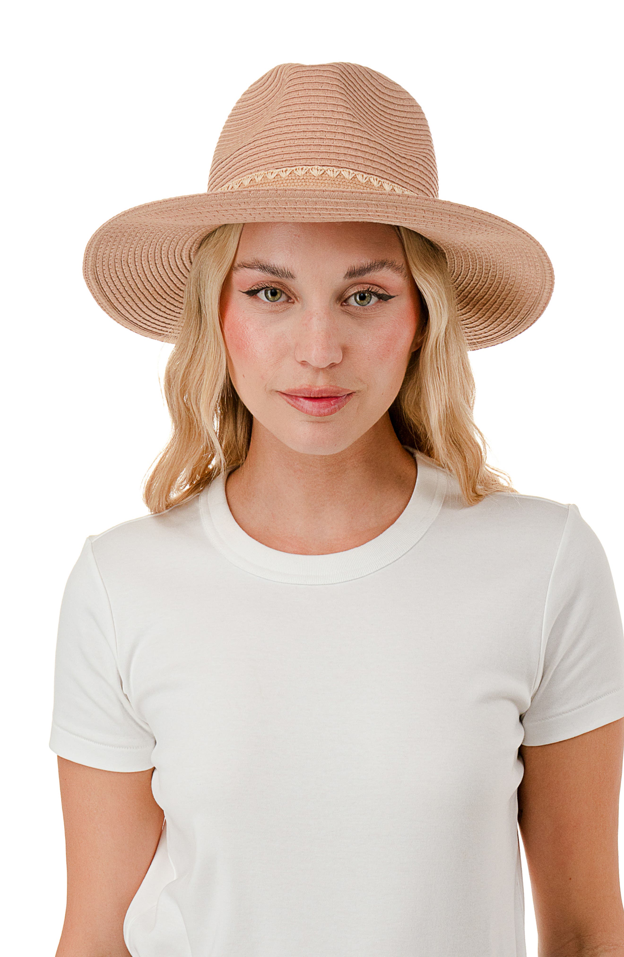Nicole Miller Stitch Band Straw Panama Hat