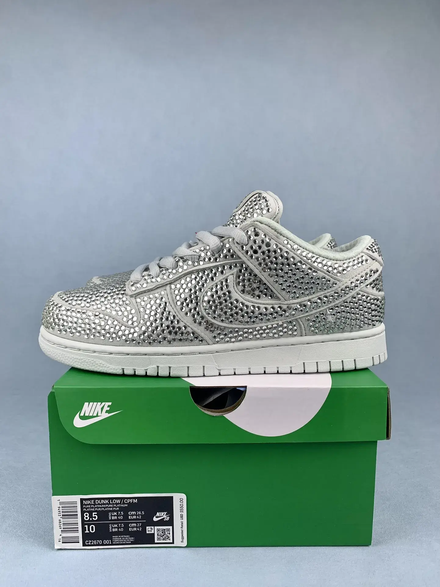 Cactus Plant Flea Market x Swarovski x Nike Dunk Low 'Pure Platinum' Shoes product photo from LabelPicks