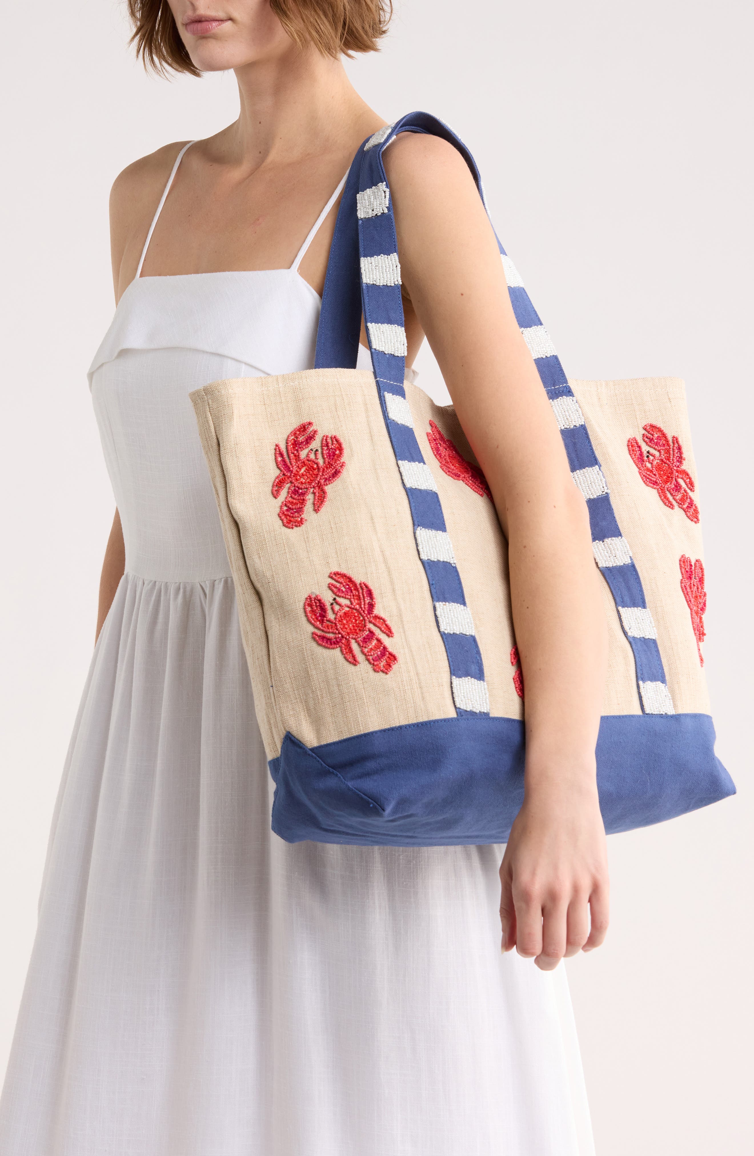 Collection XIIX Lobster Beaded Canvas Tote