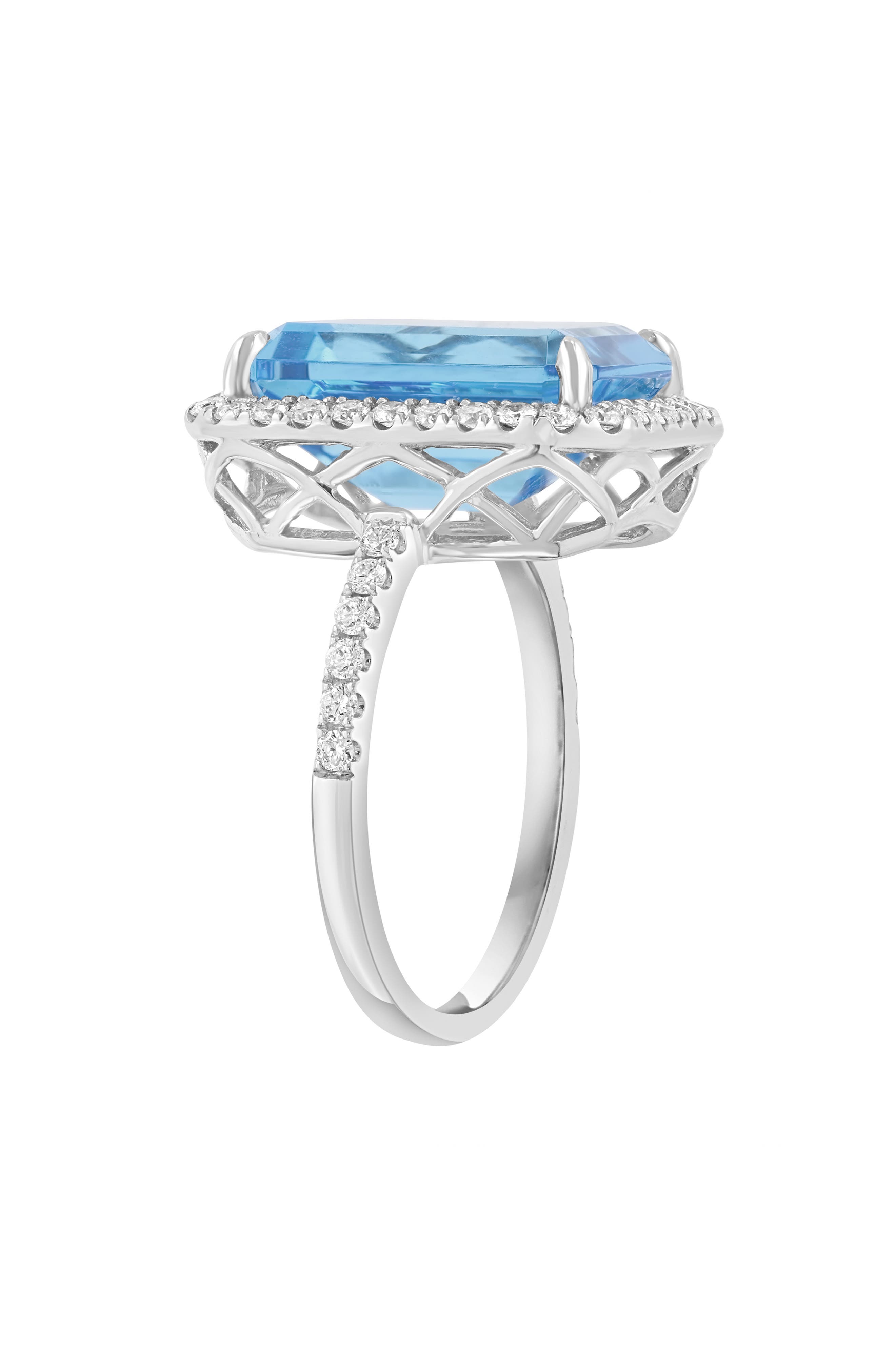 EFFY Sterling Silver Blue Topaz & Zircon Halo Ring