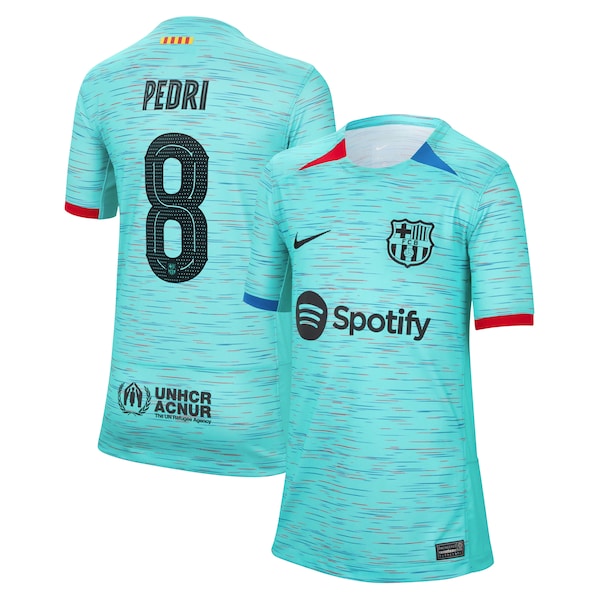 Pedri Barcelona Nike Youth 2023/24 Third Replica Jersey - Aqua