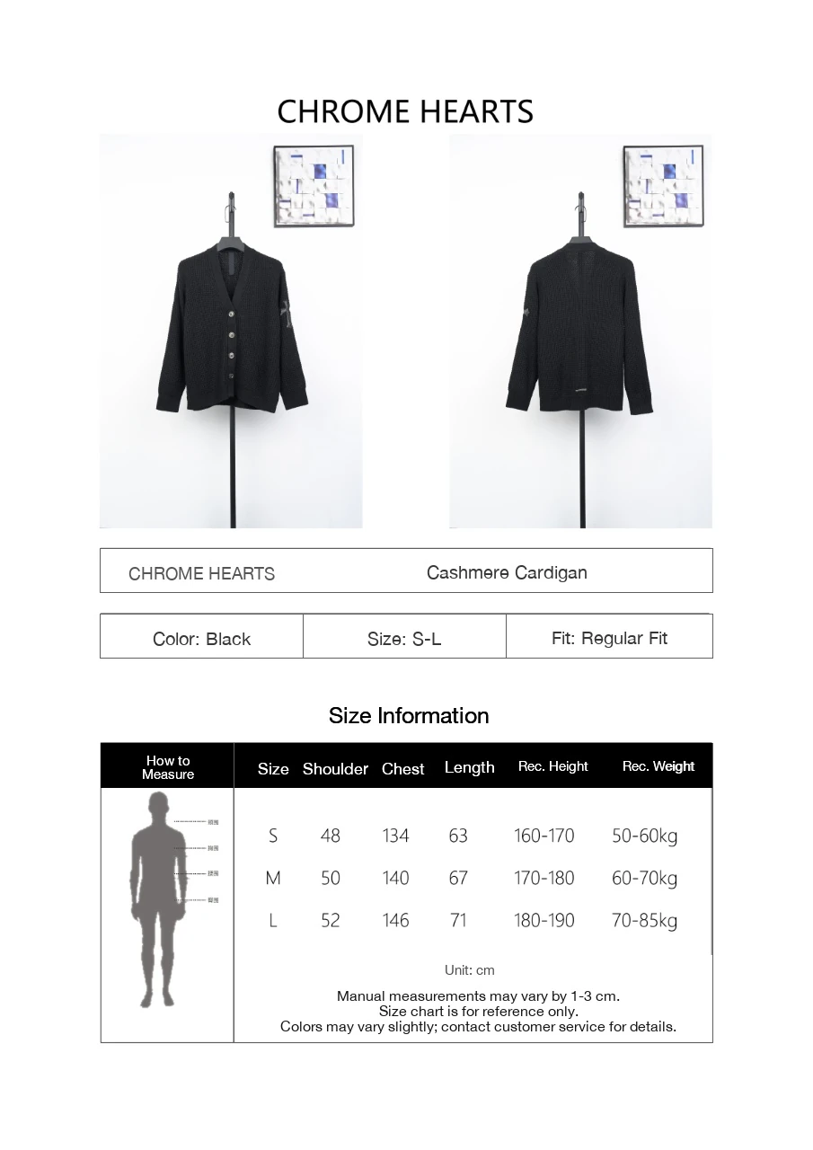 Chrome Hearts Black Waffle Cashmere Blend Cardigan product photo from LabelPicks