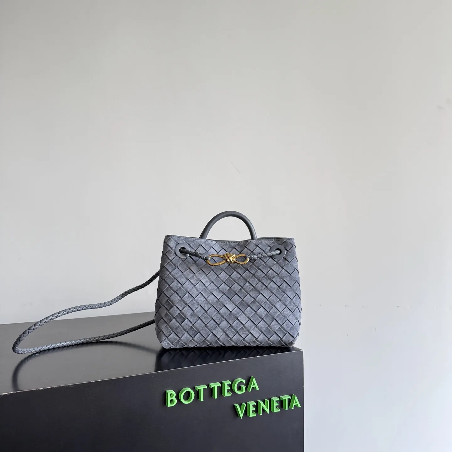 Bottega Veneta Andiamo White Intrecciato Woven Leather Top Handle Bag product photo from LabelPicks