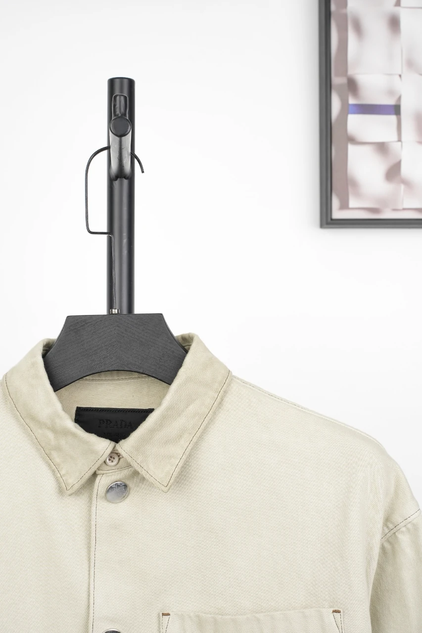 Prada Beige Distressed Dye Shirt Jacket product photo from LabelPicks