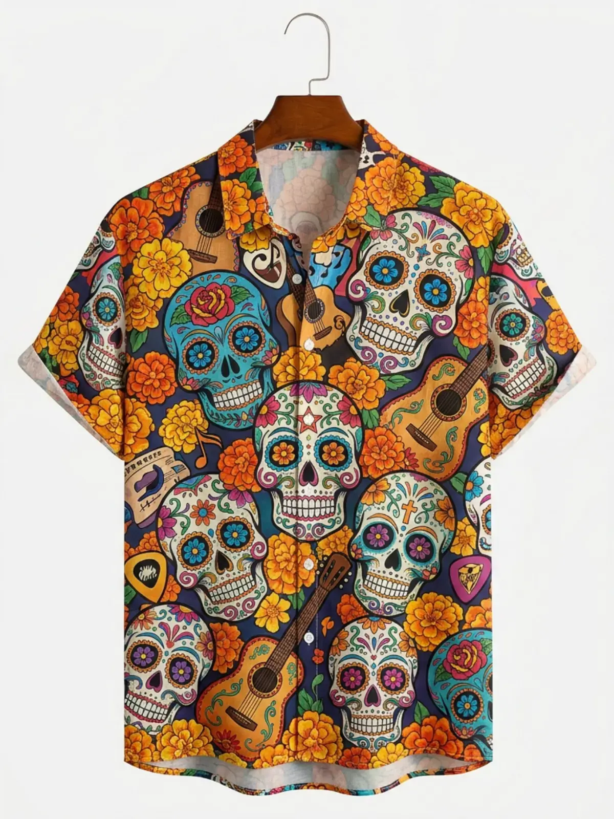 Men's printed shirts Sugar Skull Day of the Dead Hawaiian Shirt