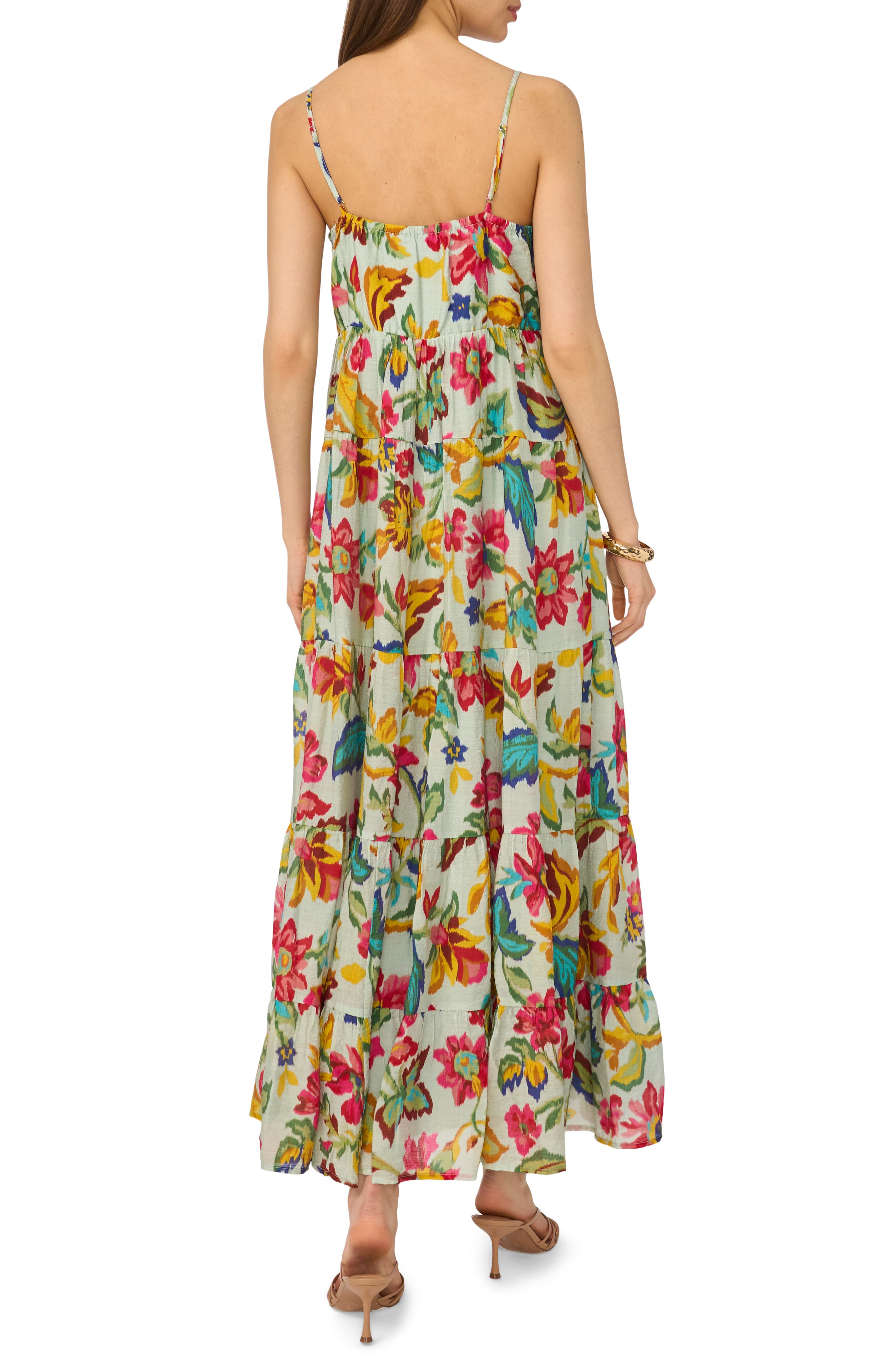 Halogen® Floral Empire Waist Tiered Maxi Dress