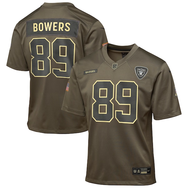 Brock Bowers Las Vegas Raiders Nike Youth 2025 Salute to Service Game Jersey - Olive