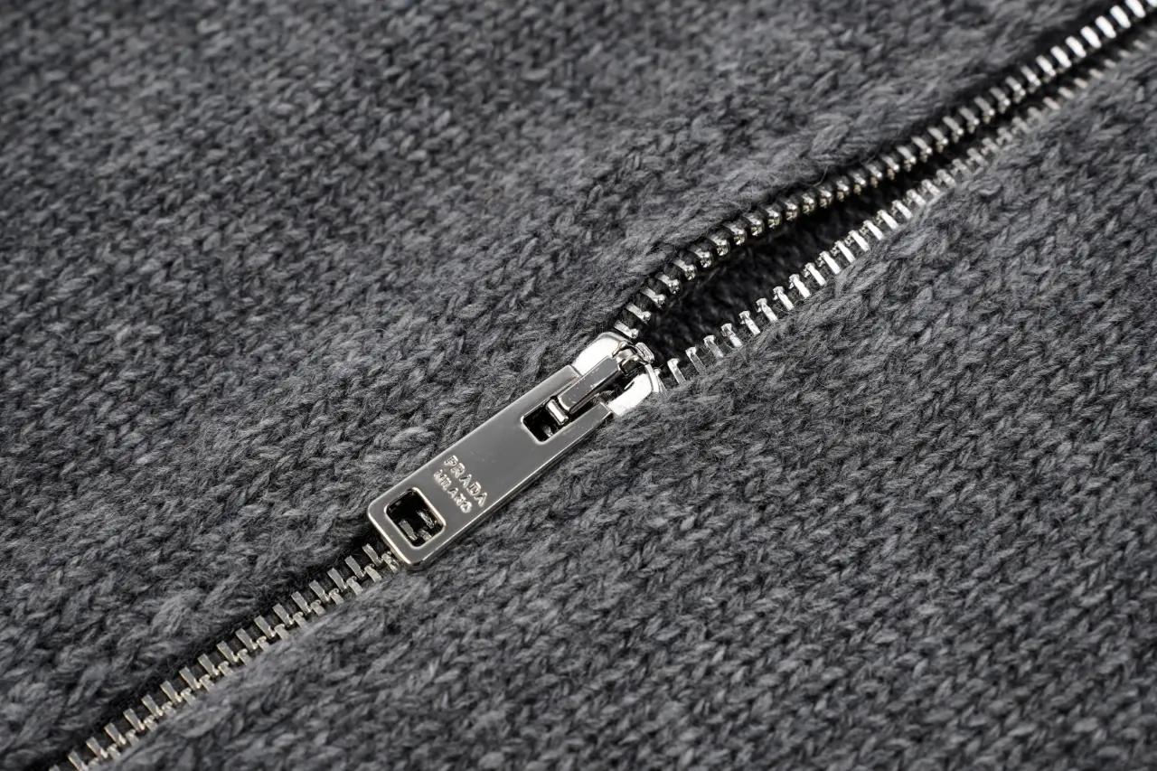 Prada Grey Wool Logo Zip Cardigan product photo from LabelPicks