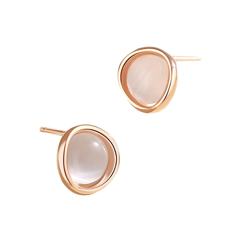 925 sterling silver cat's eye rose gold earrings niche design high-end elegant light luxury geometric earrings