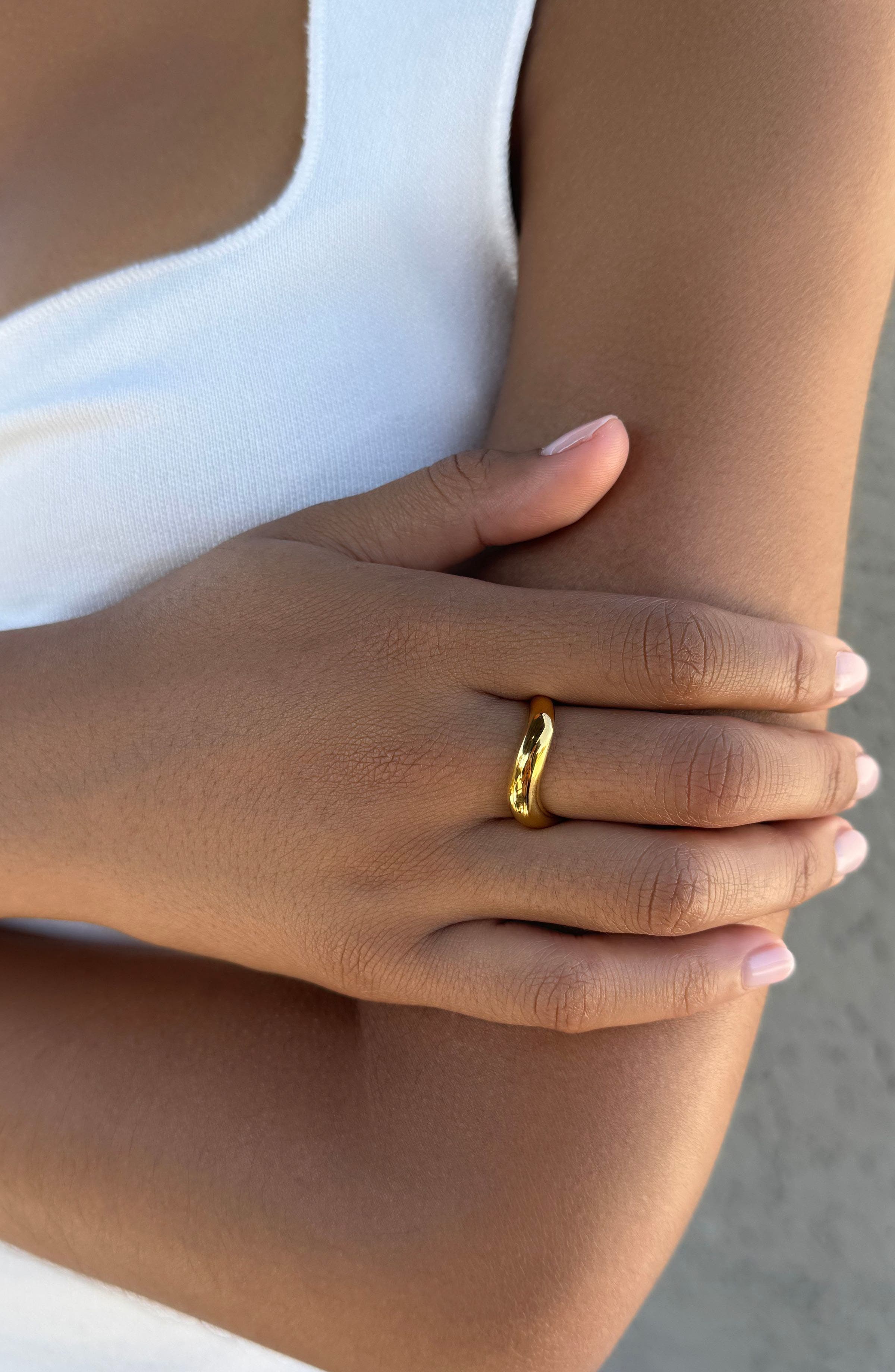 Adornia 18K Gold Plated Wavy Band Ring