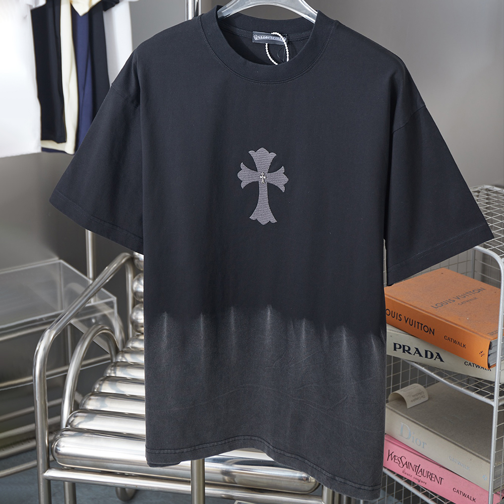Cross Tie-Dye Print Round Neck T-Shirt