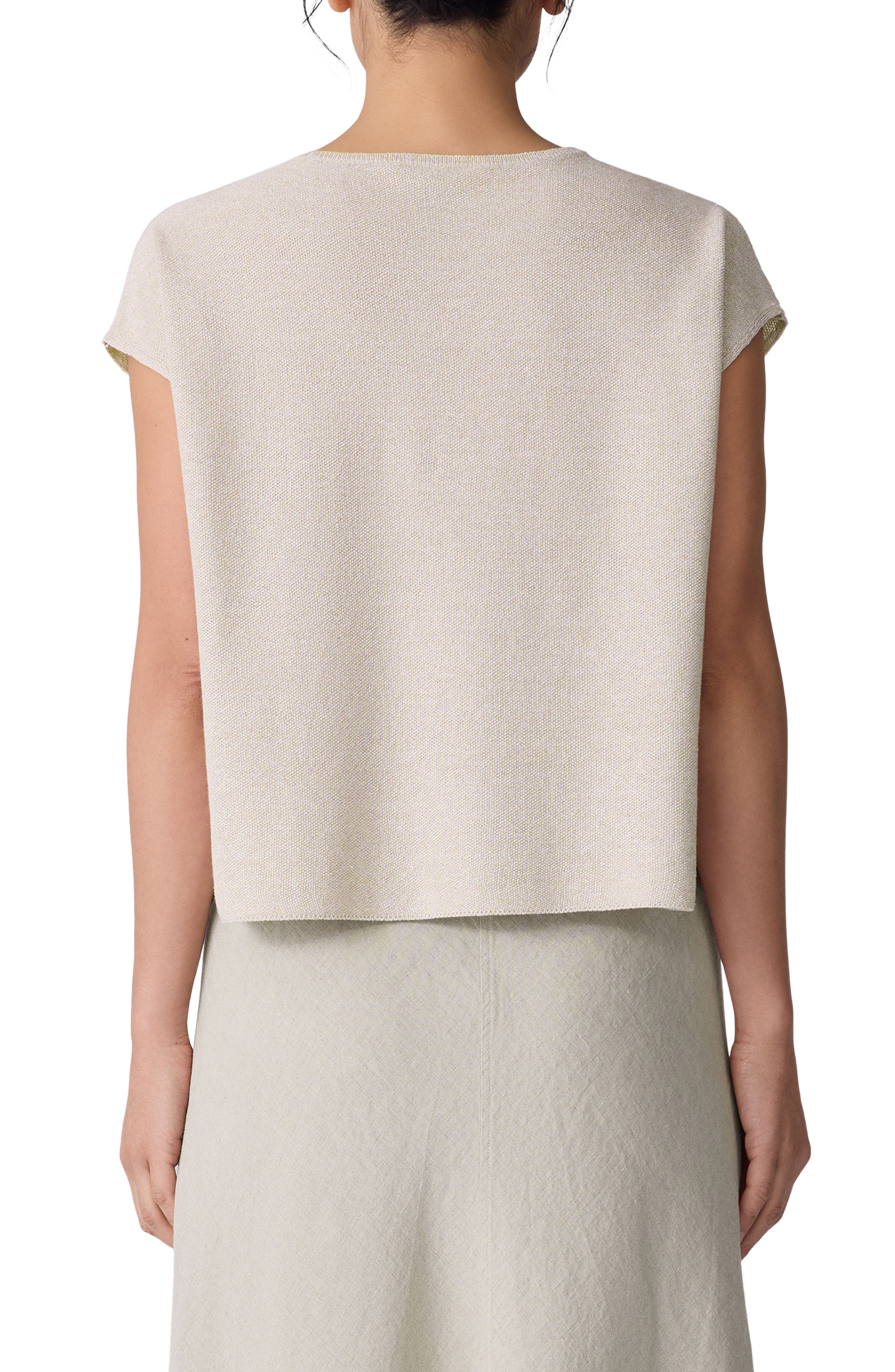 Eileen Fisher Organic Linen & Organic Cotton Cap Sleeve T-Shirt