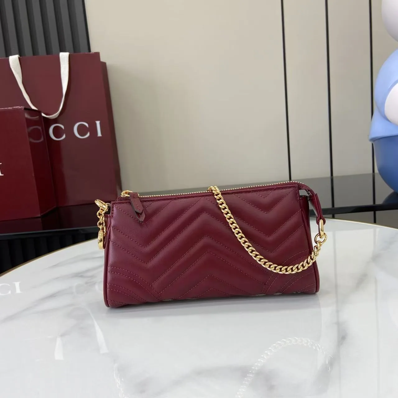 Gucci Red Marmont GG Supreme Canvas Shoulder Bag product photo from LabelPicks