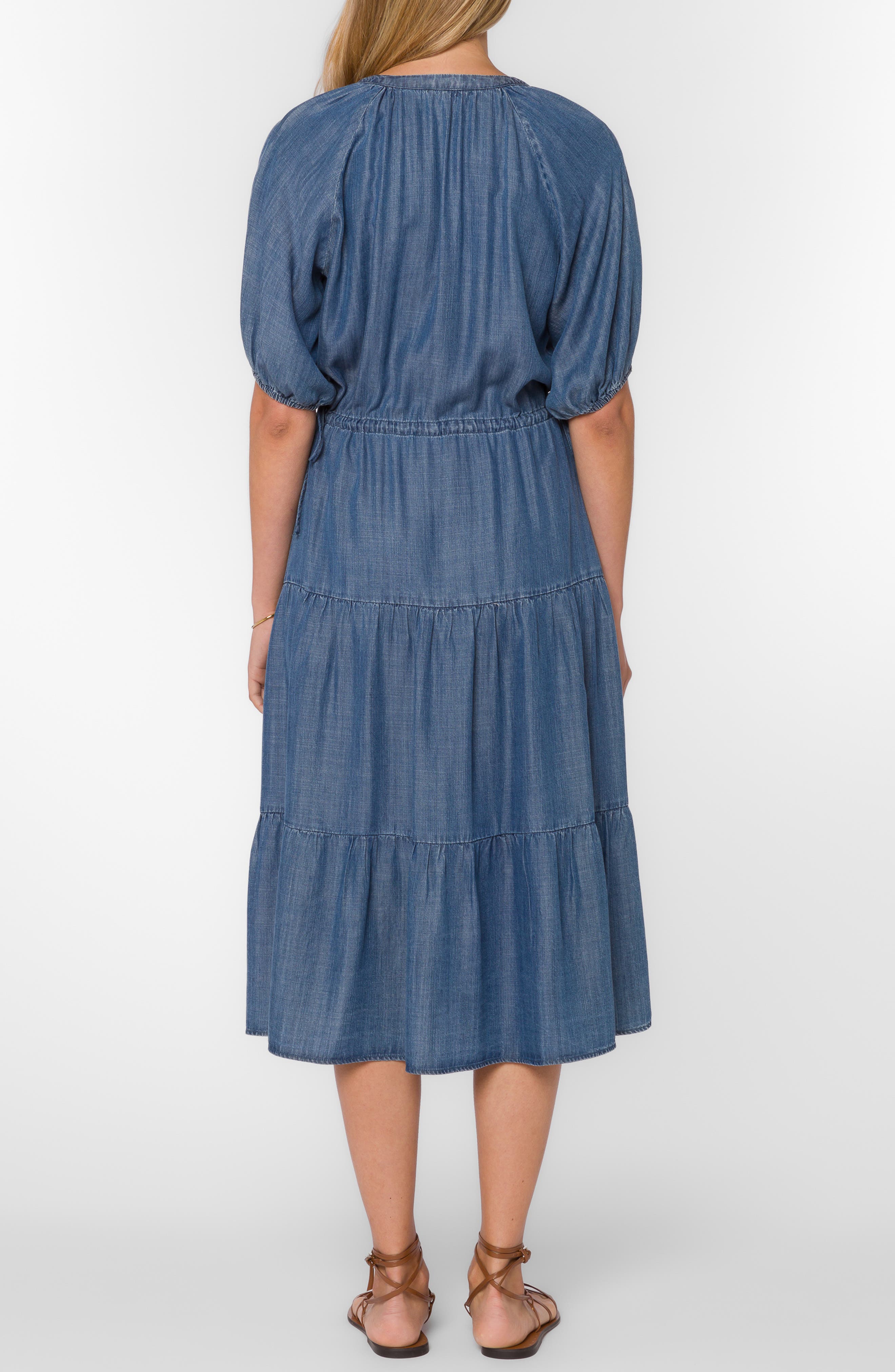 VELVET HEART Cassie Tiered Denim Midi Dress