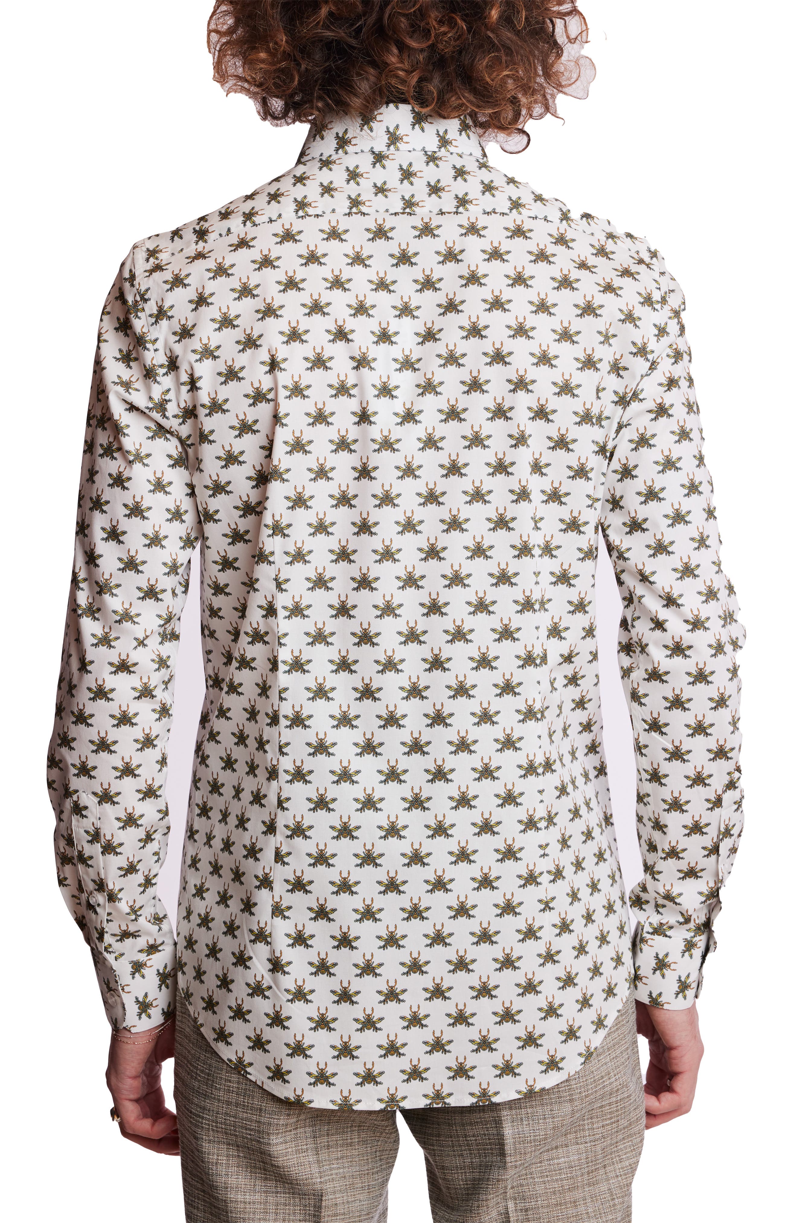 PAISLEY & GRAY Brian Beetle Print Stretch Cotton Dress Shirt