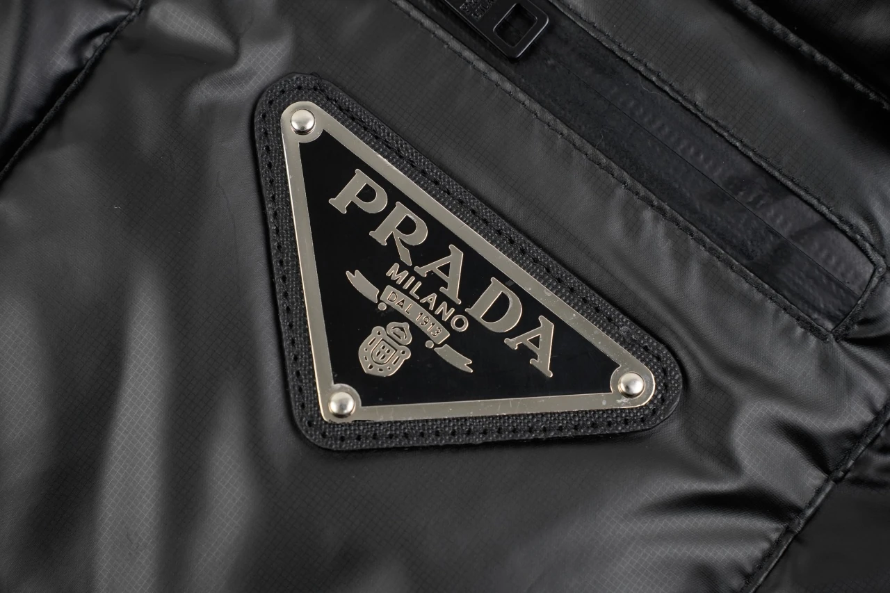 Prada Black Hooded Triangle Logo Down Jacket product photo from LabelPicks