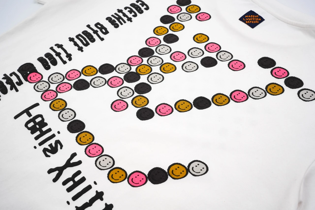 Louis Vuitton White Smiley Damier Print T-Shirt product photo from LabelPicks