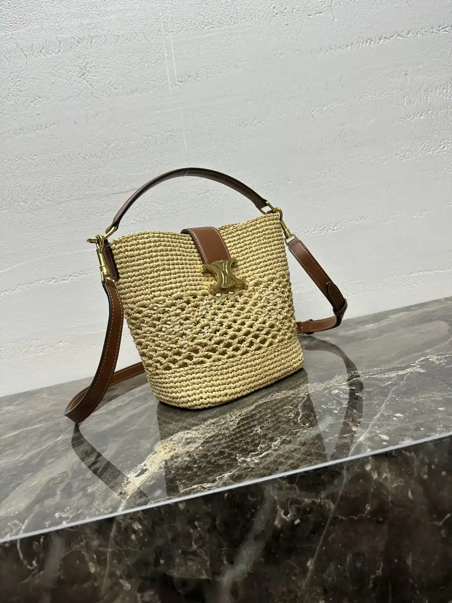 Celine Louise Woven Leather Bucket Bag product photo from LabelPicks