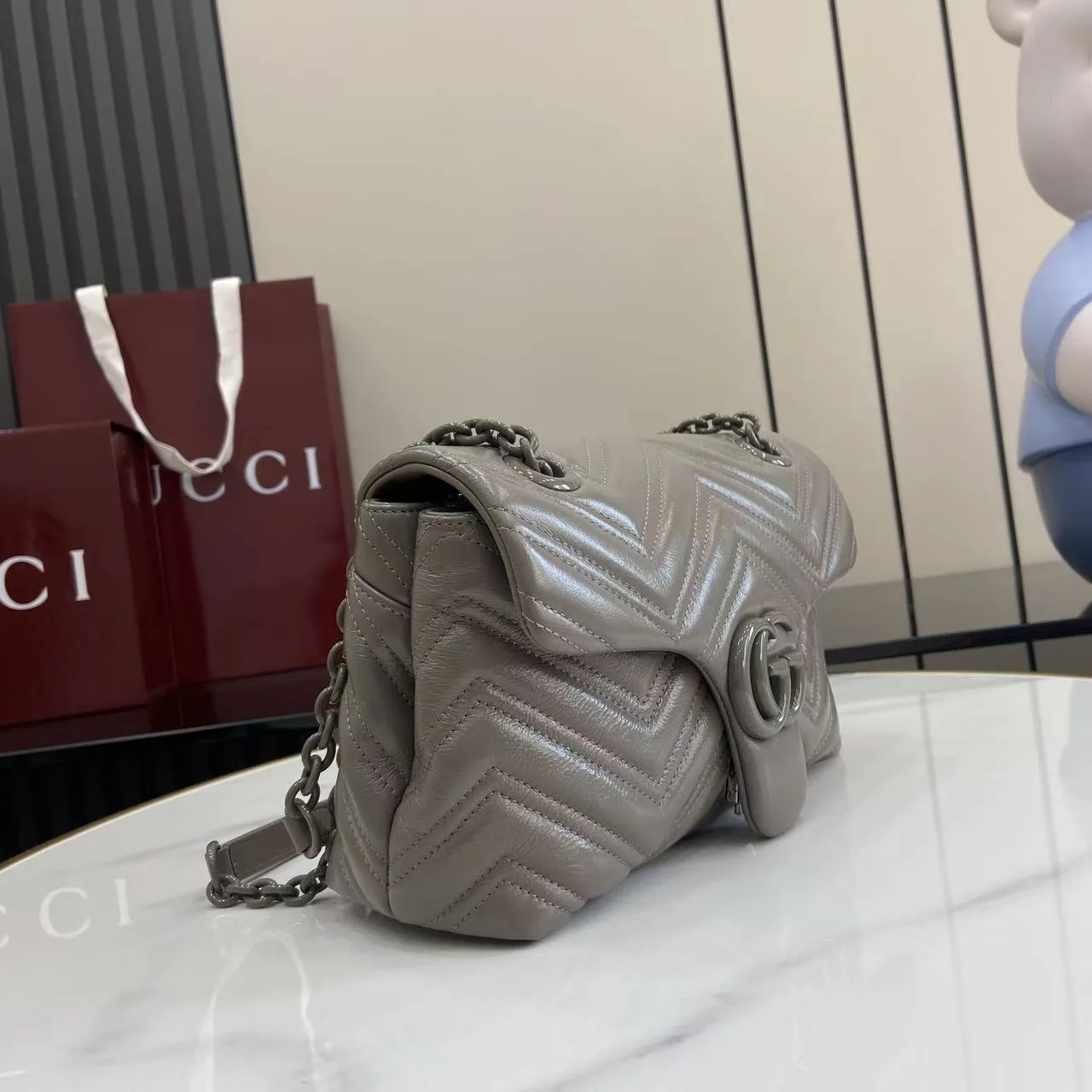 Gucci Grey Marmont GG Supreme Canvas Shoulder Bag product photo from LabelPicks