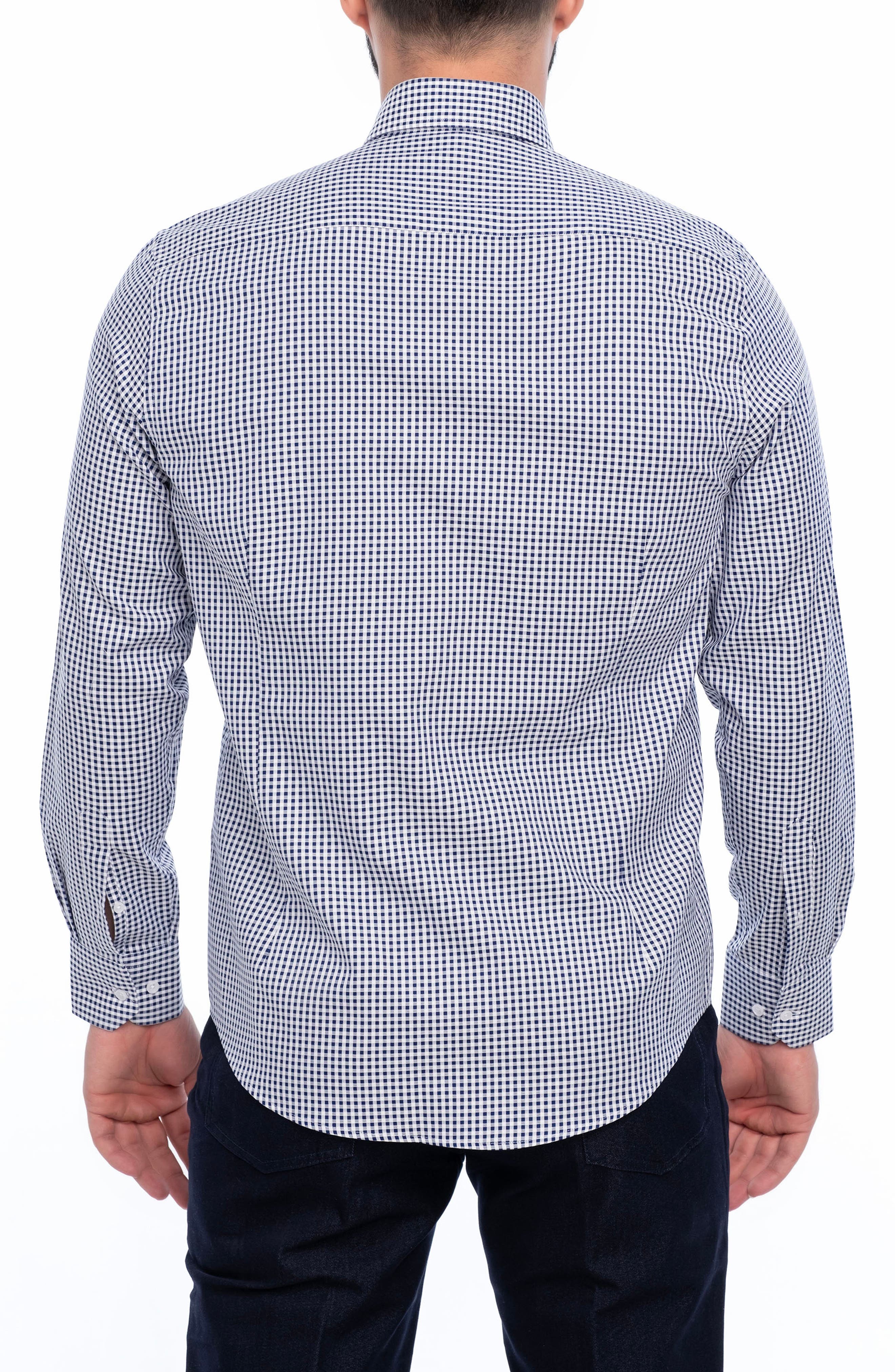 VELLAPAIS Check Cotton Slim Fit Button Down Shirt